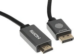 Кабель аудио-видео Cactus CS-DP-HDMI-1.2-2 DisplayPort (m)/HDMI (m) 2м. позолоч.конт. черный
