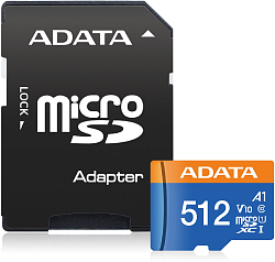 Флеш карта microSDXC 512GB A-Data AUSDX512GUICL10A1-RA1 Premier Pro + adapter