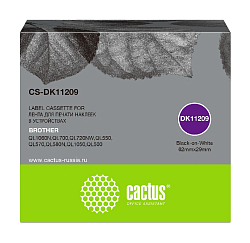 Картридж ленточный Cactus CS-DK11209 DK-11209 черный на белом для Brother P-touch QL-500, QL-550, QL-700, QL-800