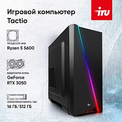 ПК IRU Tactio 320A5GE MT Ryzen 5 5600 (3.5) 16Gb SSD512Gb RTX3050 6Gb Windows 11 Home GbitEth 500W черный (RUS) (2112336)